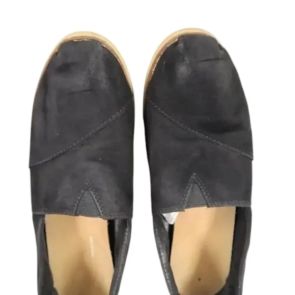 Toms Shoes Womens 7 Casual Flats Slip On Crepe Alpargata Black Comfort Lifestyle